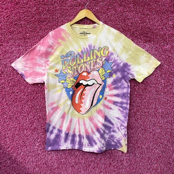 The Rolling Stones Circus Stars Hot Lips Rock Band Tie Dye large - Picture 1 of 4